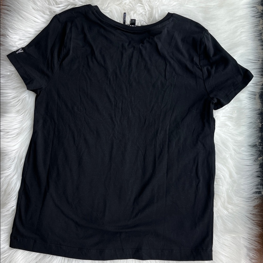 🆕DKNY Women's Studded Pocket Short-Sleeve Shirt Black Size Small - Picture 5 of 7